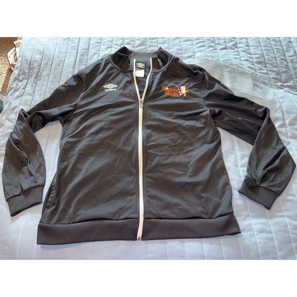 Umbro Premier Mens Track Jacket Black Full Zip Soccer Shots Large